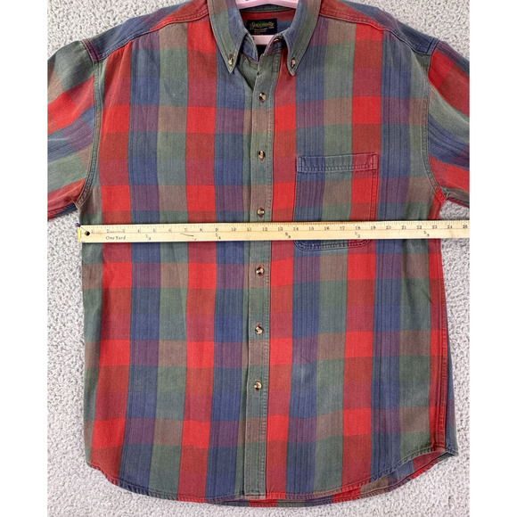 Specialty Collection Mens Large Plaid Button Down Shirt Red Blue Green - Picture 5 of 12